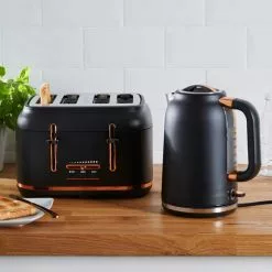 Dunelm 4 Slice Matt Black & Copper Toaster -Dunelm Garden Store 1000150237 alt05