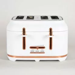 Dunelm 4 Slice Matt White & Copper Toaster -Dunelm Garden Store 1000150239 alt03