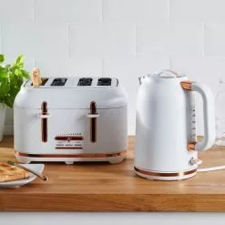 Dunelm 4 Slice Matt White & Copper Toaster -Dunelm Garden Store 1000150239 alt04