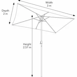 Dunelm 3m Grey Rectangular Crank Parasol -Dunelm Garden Store 1000159352 alt09