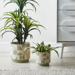 Dunelm Grey Geometric Tiled Large Plant Pot -Dunelm Garden Store 1000182452 alt03