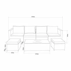 Dunelm Cancun 4 Seater Rattan Grey Modular Sofa Set -Dunelm Garden Store 1000183657 alt04