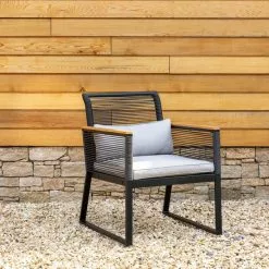 Elements 4 Seater Black Rope Conversation Set -Dunelm Garden Store 1000183772 alt02