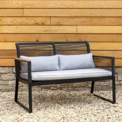 Elements 4 Seater Black Rope Conversation Set -Dunelm Garden Store 1000183772 alt03