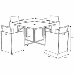 Dunelm St Lucia 4 Seater Grey Cube Dining Set -Dunelm Garden Store 1000183785 alt09