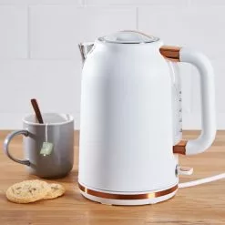 Dunelm 1.7L 3.kW Matt White & Copper Jug Kettle