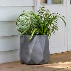 Dunelm Fibre Clay Geometric Grey Planter