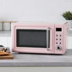 Dunelm Retro 20L 800W Pink Digital Microwave