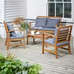 Dunelm Honolulu 4 Seater Wooden Conversation Set