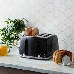 Russell Hobbs Honeycomb 4 Slice Toaster Black -Dunelm Garden Store 30713879 alt02