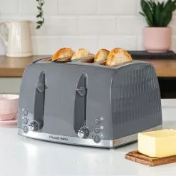 Russell Hobbs Honeycomb 4 Slice Toaster Grey