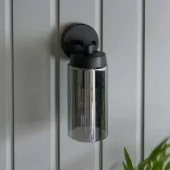 Dunelm Ellison Matt Black Smoked Glass Outdoor Wall Light -Dunelm Garden Store 30730430 alt03