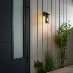 Dunelm Ellison Matt Black Smoked Glass Outdoor Wall Light -Dunelm Garden Store 30730430 alt04