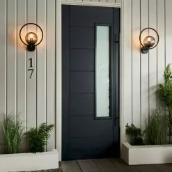 Dunelm Fort Halo Black Smoked Glass Outdoor Wall Light -Dunelm Garden Store 30730434 alt04