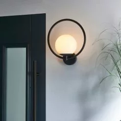 Dunelm Fort Halo Black Opal Glass Outdoor Wall Light -Dunelm Garden Store 30730436 alt04