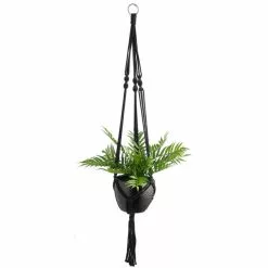 Dunelm Black Hanging Ceramic Pot With Macrame -Dunelm Garden Store 30732442 alt05