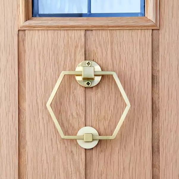 Dunelm Hexagon Brushed Gold Door Knocker 2 Dunelm Hexagon Brushed Gold Door Knocker - Image 2