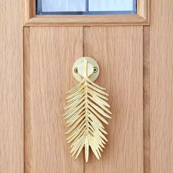 Dunelm Palm Leaf Brushed Gold Door Knocker 1 Dunelm Palm Leaf Brushed Gold Door Knocker