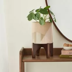 Elements Sculpted Green Plant Pot On Stand 9 Elements Sculpted Green Plant Pot On Stand -Dunelm Garden Store 30765431 alt03