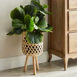 Dunelm Bamboo And Wood Plant Stand