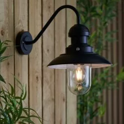 Vogue Lighting Vogue Preston Outdoor Wall Light Curved Matt Black -Dunelm Garden Store 30789761 alt02