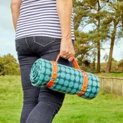 Dunelm 150x130cm Picnic Rug Polka Peacock -Dunelm Garden Store 30791494 alt03