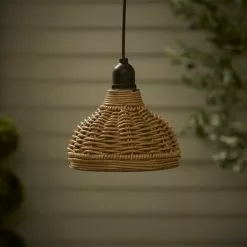 Churchgate Grey Polyrattan Pendant Light Lamp Shade Solar D15cm