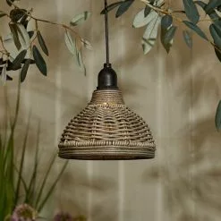 Churchgate Grey Polyrattan Pendant Light Lamp Shade Solar D15cm -Dunelm Garden Store 30792766 alt05