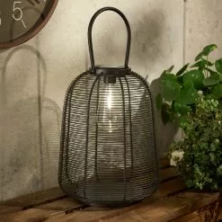 Elements Black Wire Solar Lantern 23.8cm X30cm