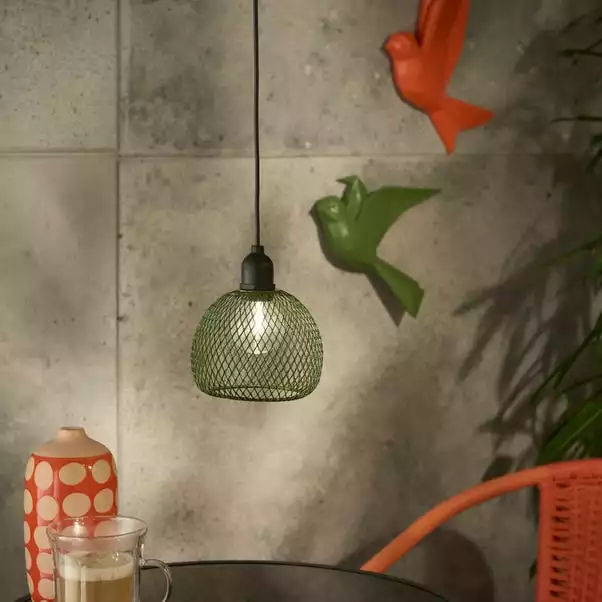 Elements Mesh Pendant Light 12x10cm Olive 2 Elements Mesh Pendant Light 12x10cm Olive - Image 2