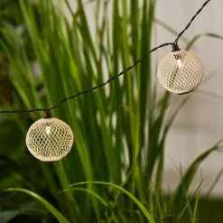 Elements Mesh Solar String Lights Ivory