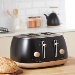 Dunelm Churchgate Matt Black 4 Slice Toaster