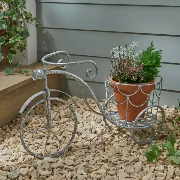 Dunelm Galvanised Metal Bike Planter 1 Dunelm Galvanised Metal Bike Planter