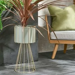 Dunelm Grey Plant Pot On Gold Frame