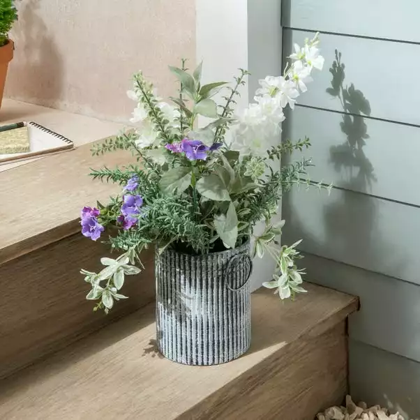 Dunelm Plant In Galvanised Metal Pot 42cm 1 Dunelm Plant In Galvanised Metal Pot 42cm