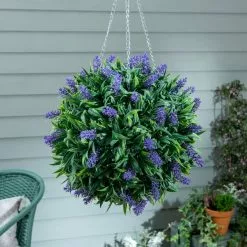 Dunelm Topiary Ball Purple Flower 25cm