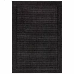 Dunelm Twill Jute Look Indoor Outdoor Black Rug