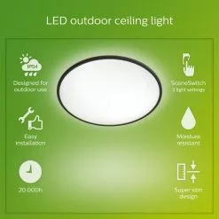 Philips Superslim Integrated LED Outdoor Ceiling Light, Warm White -Dunelm Garden Store 30838295 alt03