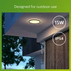 Philips Superslim Integrated LED Outdoor Ceiling Light, Warm White -Dunelm Garden Store 30838295 alt05