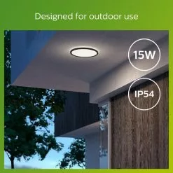 Philips Superslim Integrated LED Outdoor Ceiling Light, Cool White -Dunelm Garden Store 30838297 alt05